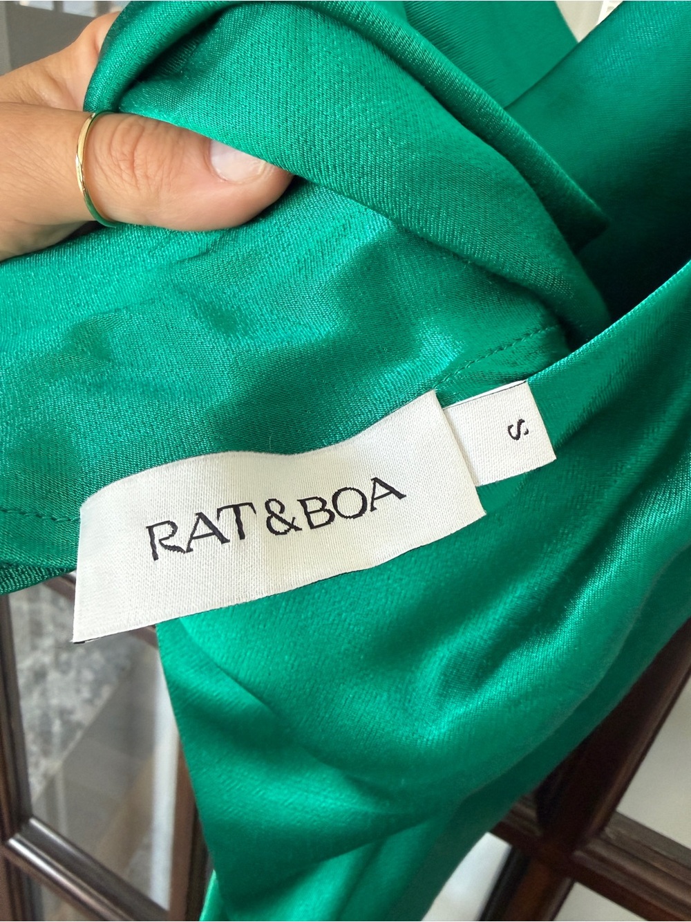 Rat & Boa Emerald Green Satin Slip Midi Dress Cowl Neck Open Back Wedding Guest - Picture 9 of 9